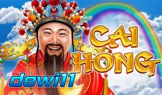 Tampilan visual slot Cai Hong dengan tema pelangi dan elemen keberuntungan.